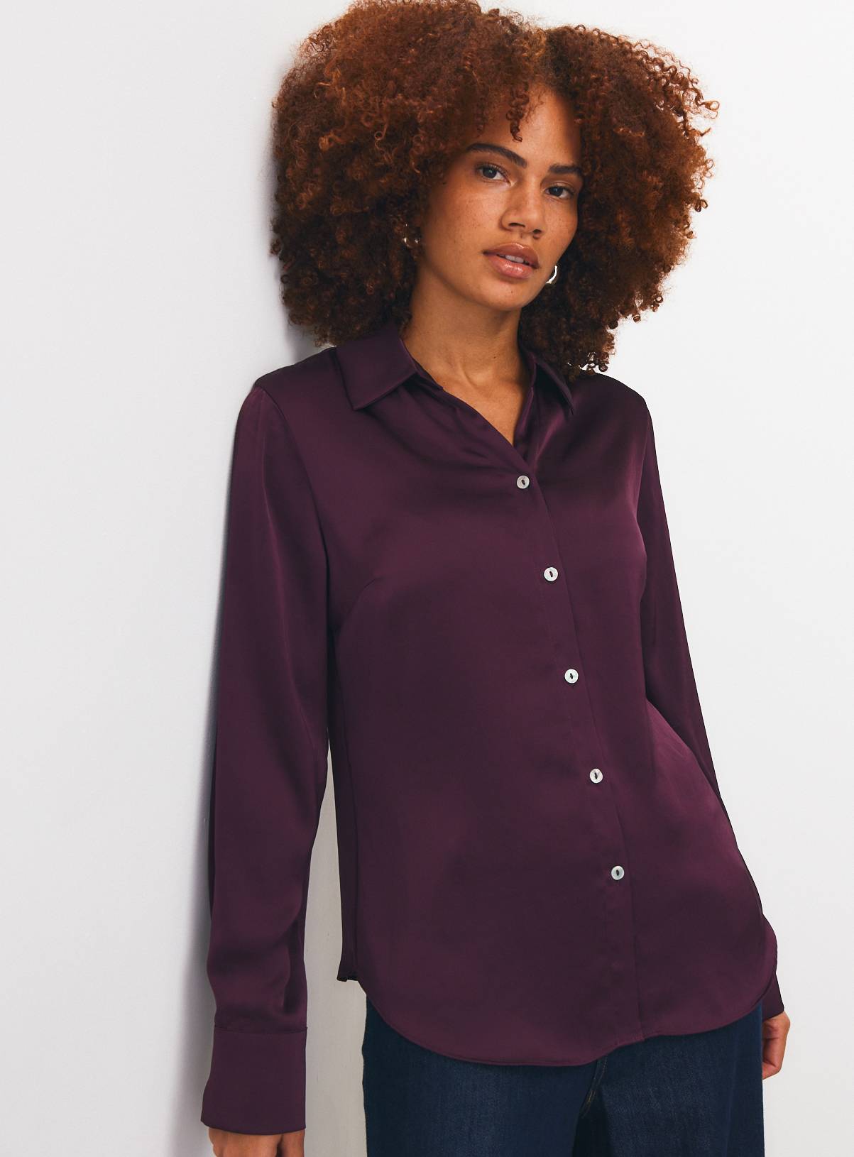Dark Red Satin Regular Fit Shirt 12 - Image 3